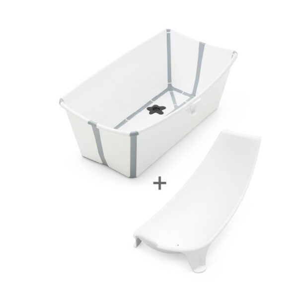 Stokke Flexi Bath Bundle Transparent White. Vaschetta Pieghevole con supporto neonato