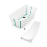 Stokke Flexi Bath Bundle Transparent White Aqua. Foldable tub with newborn support