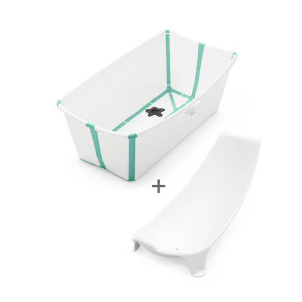 Stokke Flexi Bath Bundle Transparent White Aqua. Vaschetta Pieghevole con supporto neonato