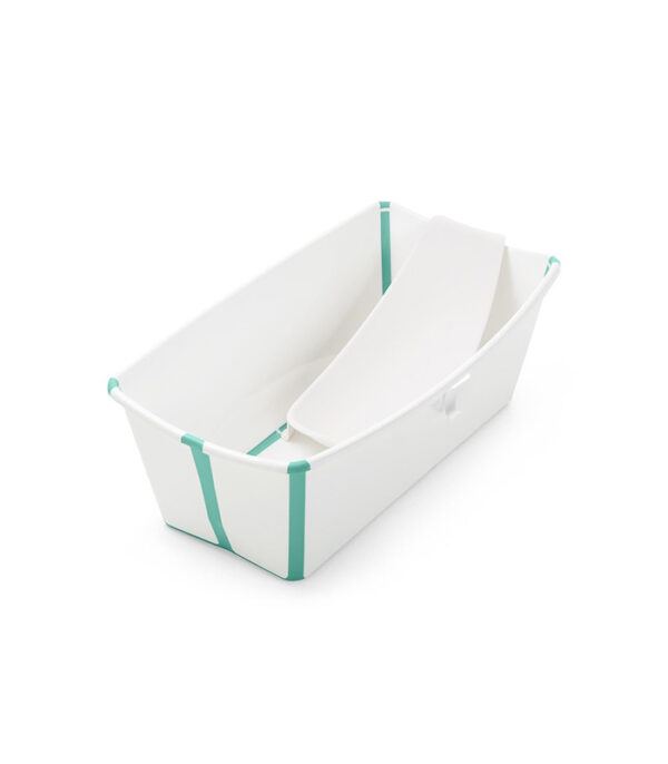 Stokke Flexi Bath Bundle Transparent White Aqua. Foldable tub with newborn support