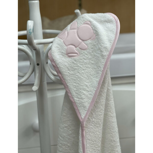 Банный халат для новорожденных «Розовый медвежонок»