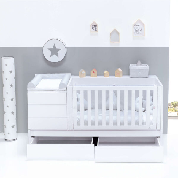 Konver Sero Kubo cot with 2 pull-out drawers WHITE