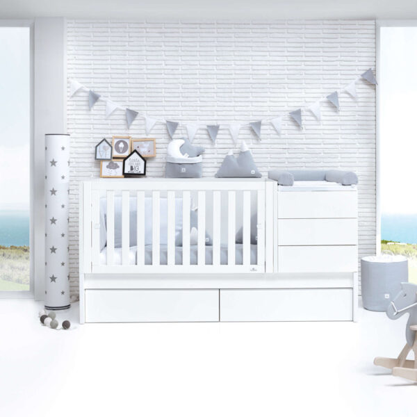 Alondra Convertible Cot Konver Sero Even with 2 removable drawers WHITE
