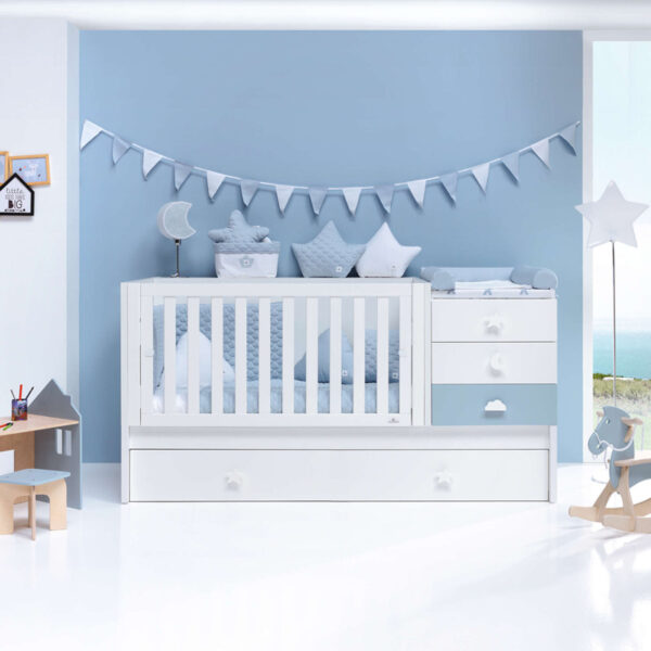 Konver Sero Bubble cot with CIELO second pull-out bed frame