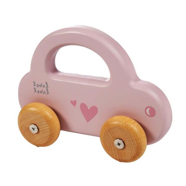 Label Label Car in Pink Wood
